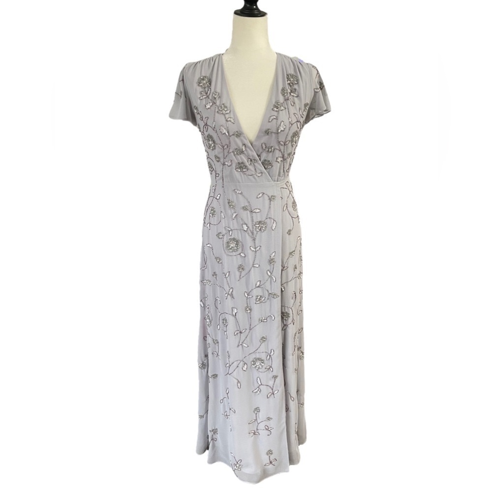 BHLDN Plymouth Bridesmaid Beaded Formal Wrap Maxi Dress